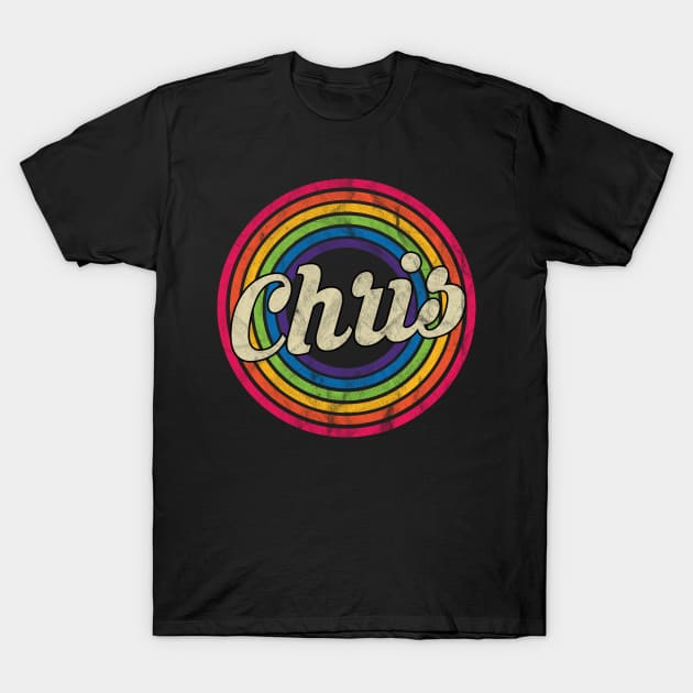 Chris - Retro Rainbow Faded-Style T-Shirt by MaydenArt